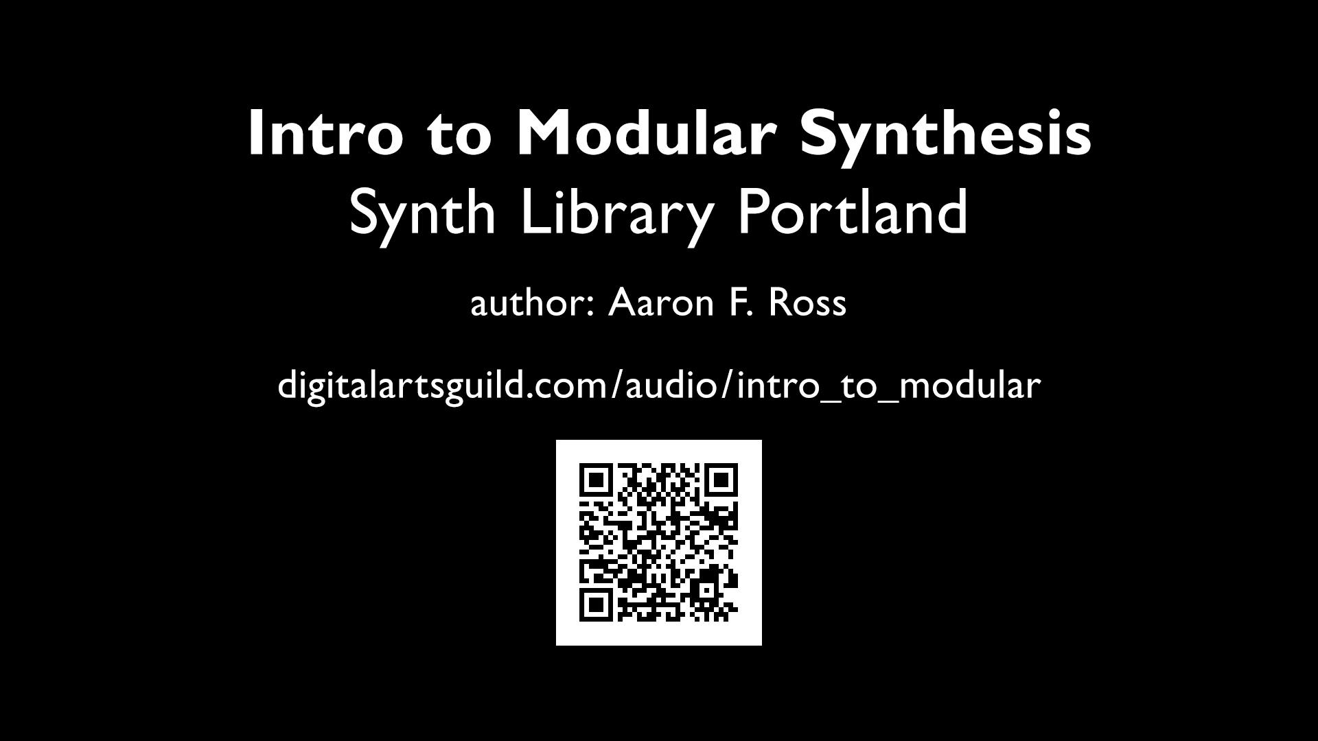 Intro to Modular Synthesis